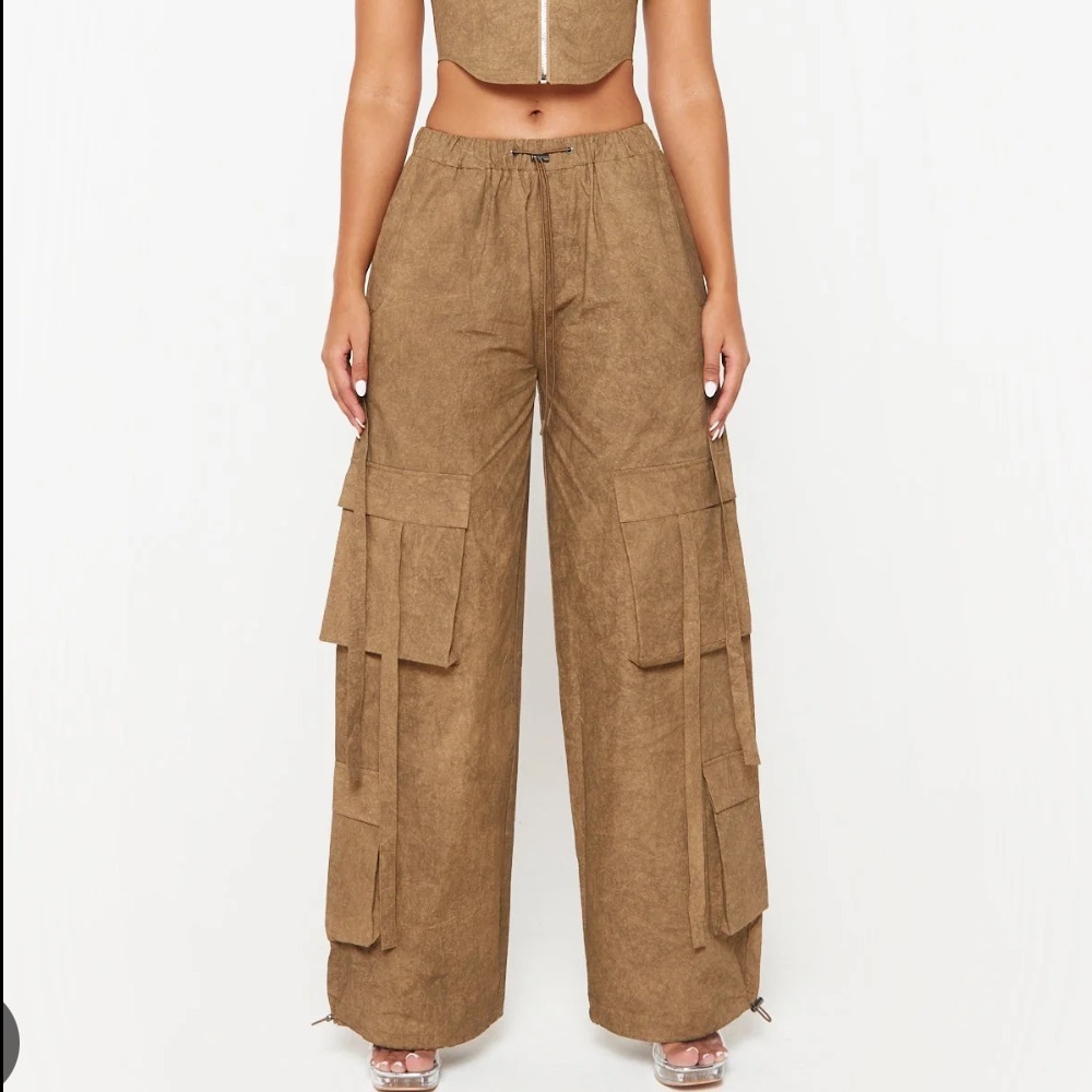 LUXE TO KILL OVERSIZED CARGO PANTS - SIZE 2 (UK 6) - ACID WASH BROWN - brand new